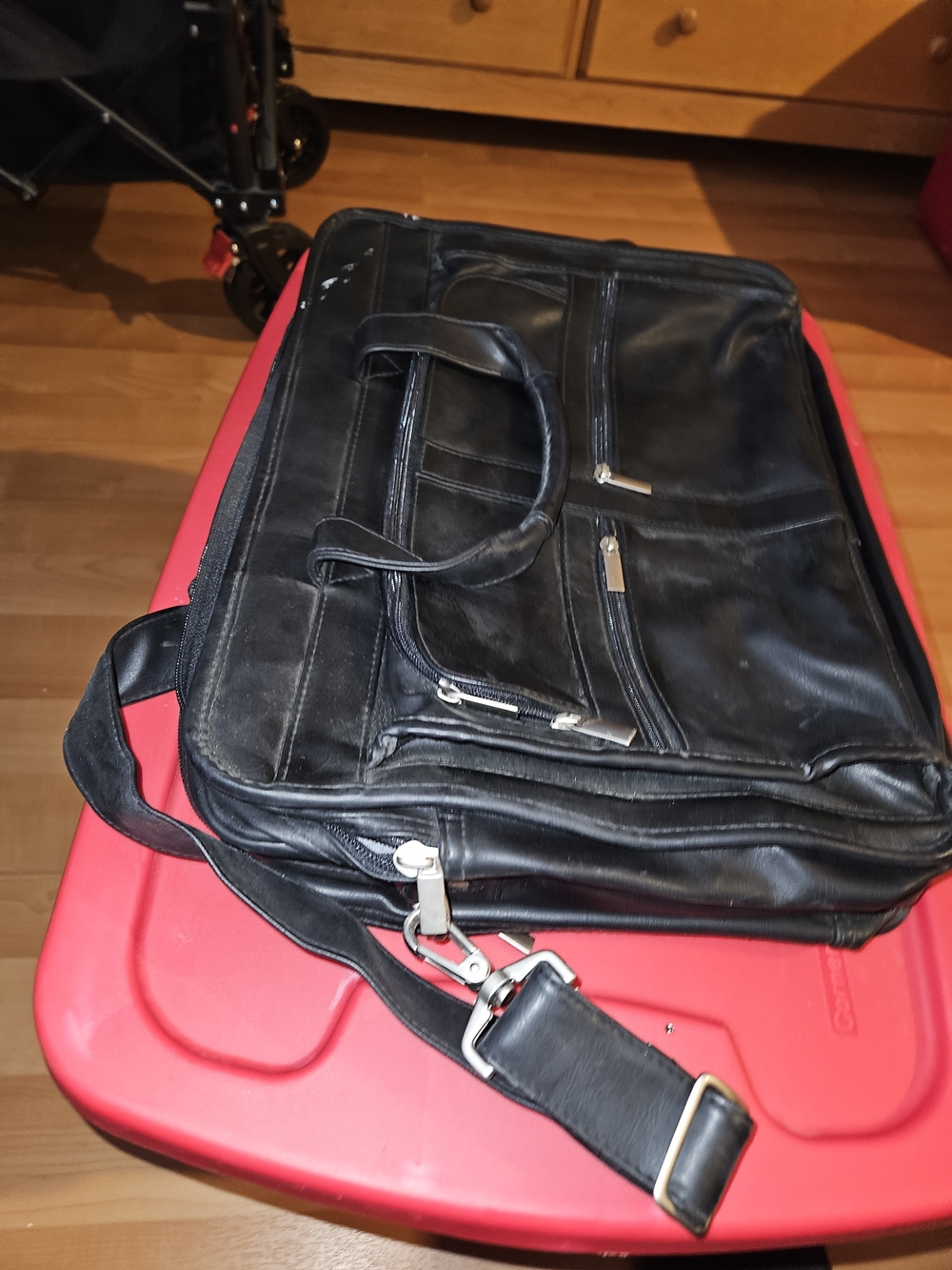 Black Leather Briefcase Laptop Bag